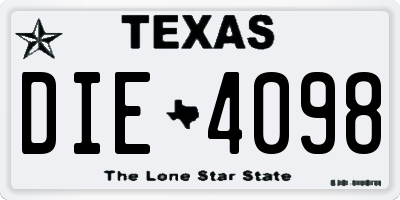 TX license plate DIE4098