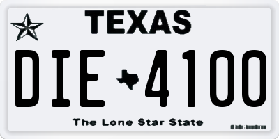 TX license plate DIE4100