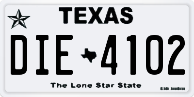 TX license plate DIE4102