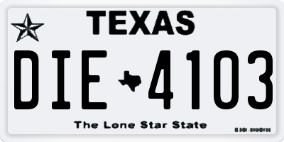 TX license plate DIE4103