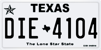 TX license plate DIE4104