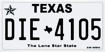 TX license plate DIE4105