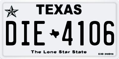 TX license plate DIE4106