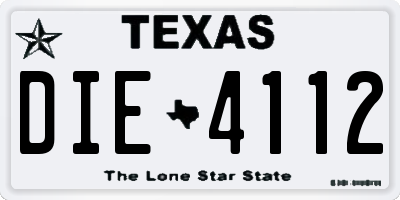 TX license plate DIE4112