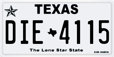 TX license plate DIE4115