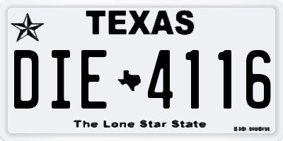 TX license plate DIE4116