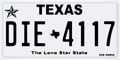 TX license plate DIE4117
