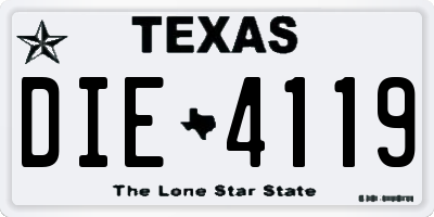 TX license plate DIE4119