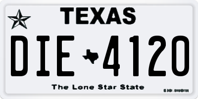 TX license plate DIE4120