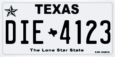 TX license plate DIE4123