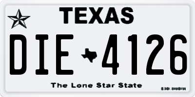 TX license plate DIE4126