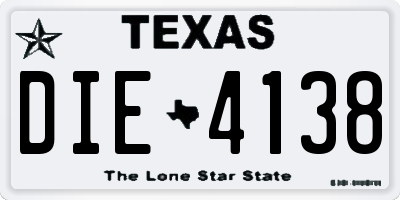 TX license plate DIE4138