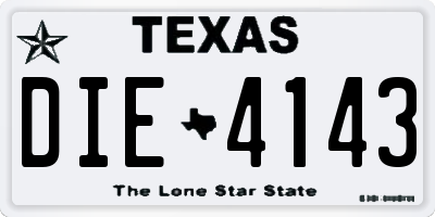 TX license plate DIE4143