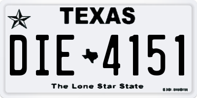 TX license plate DIE4151