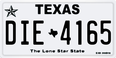 TX license plate DIE4165