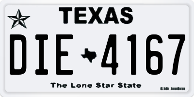 TX license plate DIE4167
