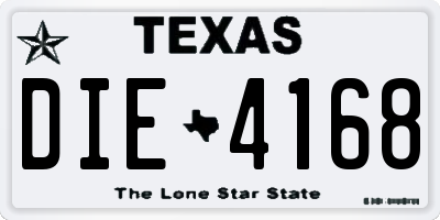 TX license plate DIE4168