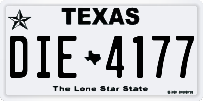 TX license plate DIE4177
