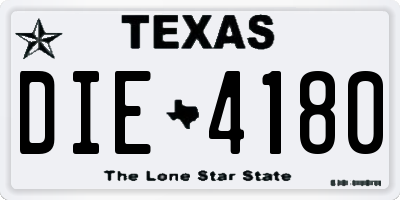 TX license plate DIE4180