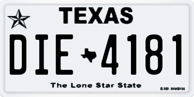 TX license plate DIE4181
