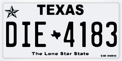 TX license plate DIE4183