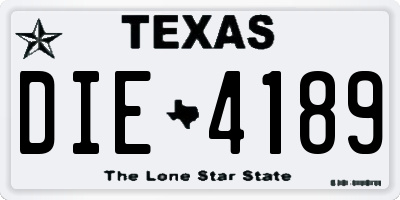 TX license plate DIE4189