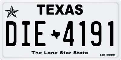 TX license plate DIE4191