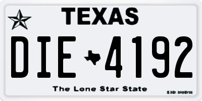 TX license plate DIE4192