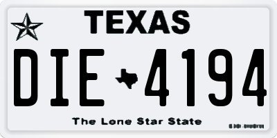 TX license plate DIE4194