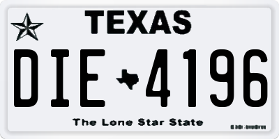 TX license plate DIE4196