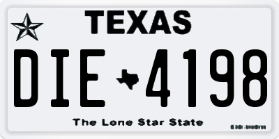 TX license plate DIE4198