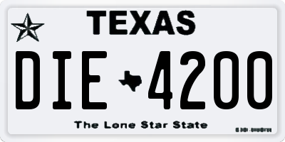 TX license plate DIE4200