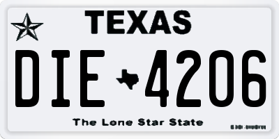 TX license plate DIE4206