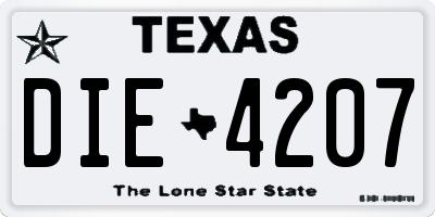 TX license plate DIE4207