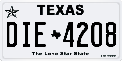 TX license plate DIE4208