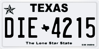 TX license plate DIE4215