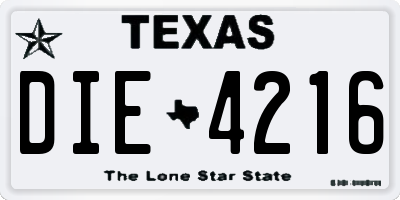 TX license plate DIE4216