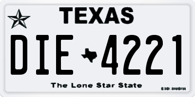 TX license plate DIE4221