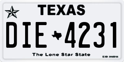 TX license plate DIE4231
