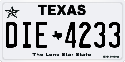TX license plate DIE4233