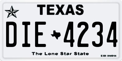 TX license plate DIE4234