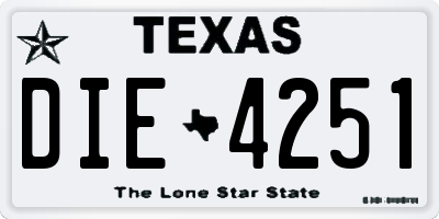TX license plate DIE4251