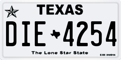 TX license plate DIE4254