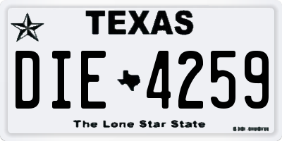 TX license plate DIE4259