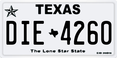 TX license plate DIE4260
