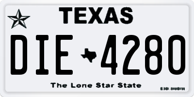TX license plate DIE4280