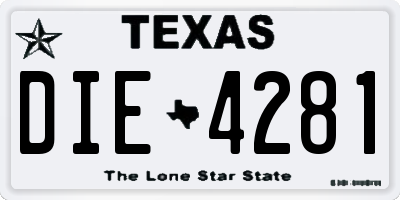 TX license plate DIE4281