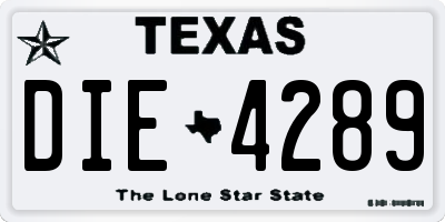 TX license plate DIE4289
