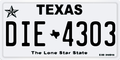 TX license plate DIE4303