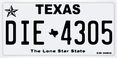 TX license plate DIE4305